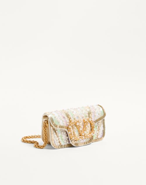Valentino Garavani - Valentino Garavani Locò Small Embroidered Shoulder Bag With Jewel Logo - Multicolour - Woman - Shoulder Bags